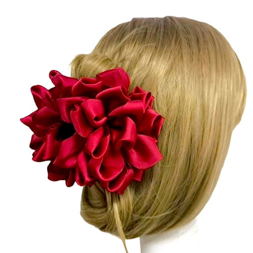 Set of 4 Hair Claw Clips with Large Satin Flower Bow
